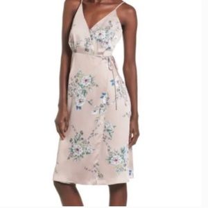 ASTR Lavender Satin Floral Wrap Dress